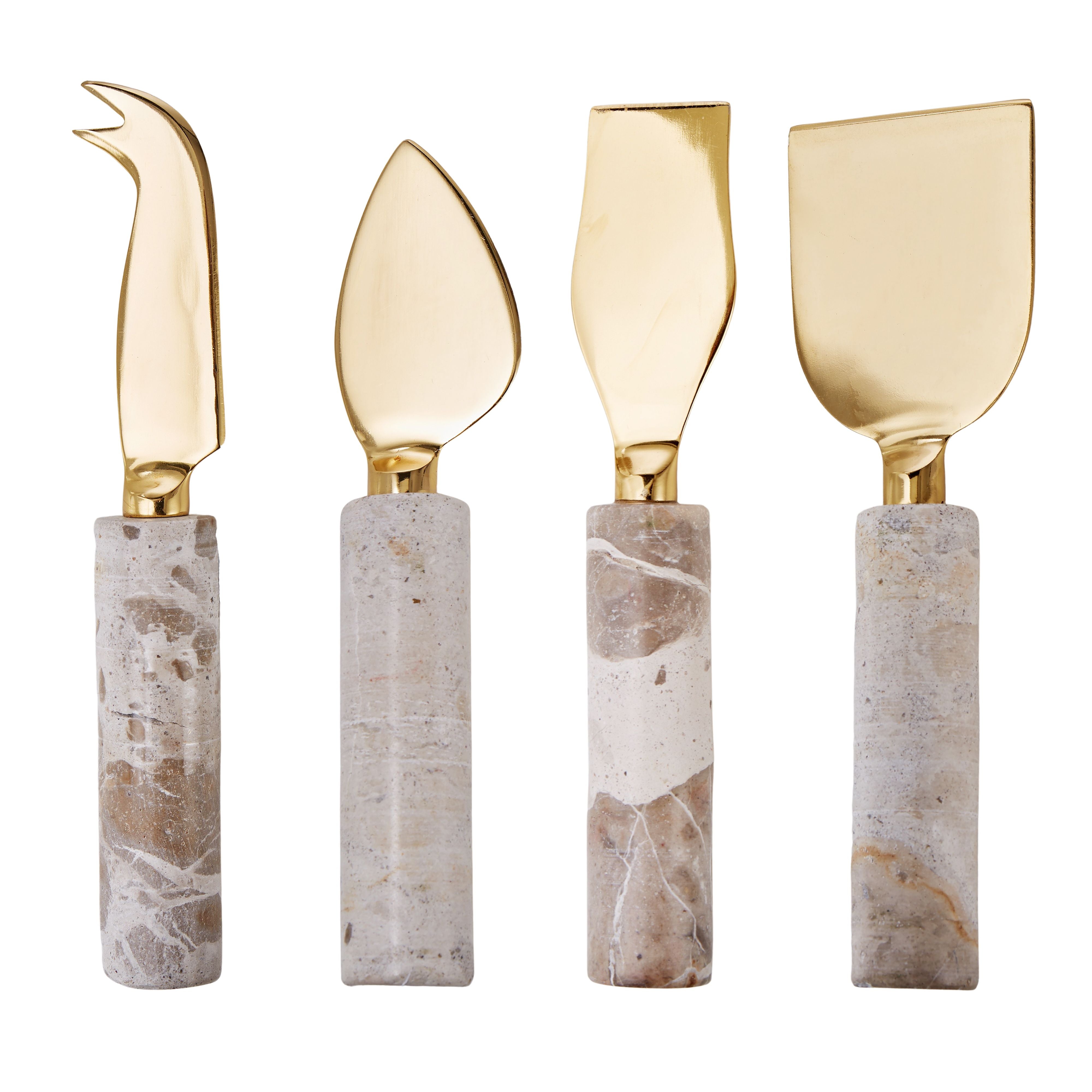 Carprani Marble & Gold Cheese Knife Set
