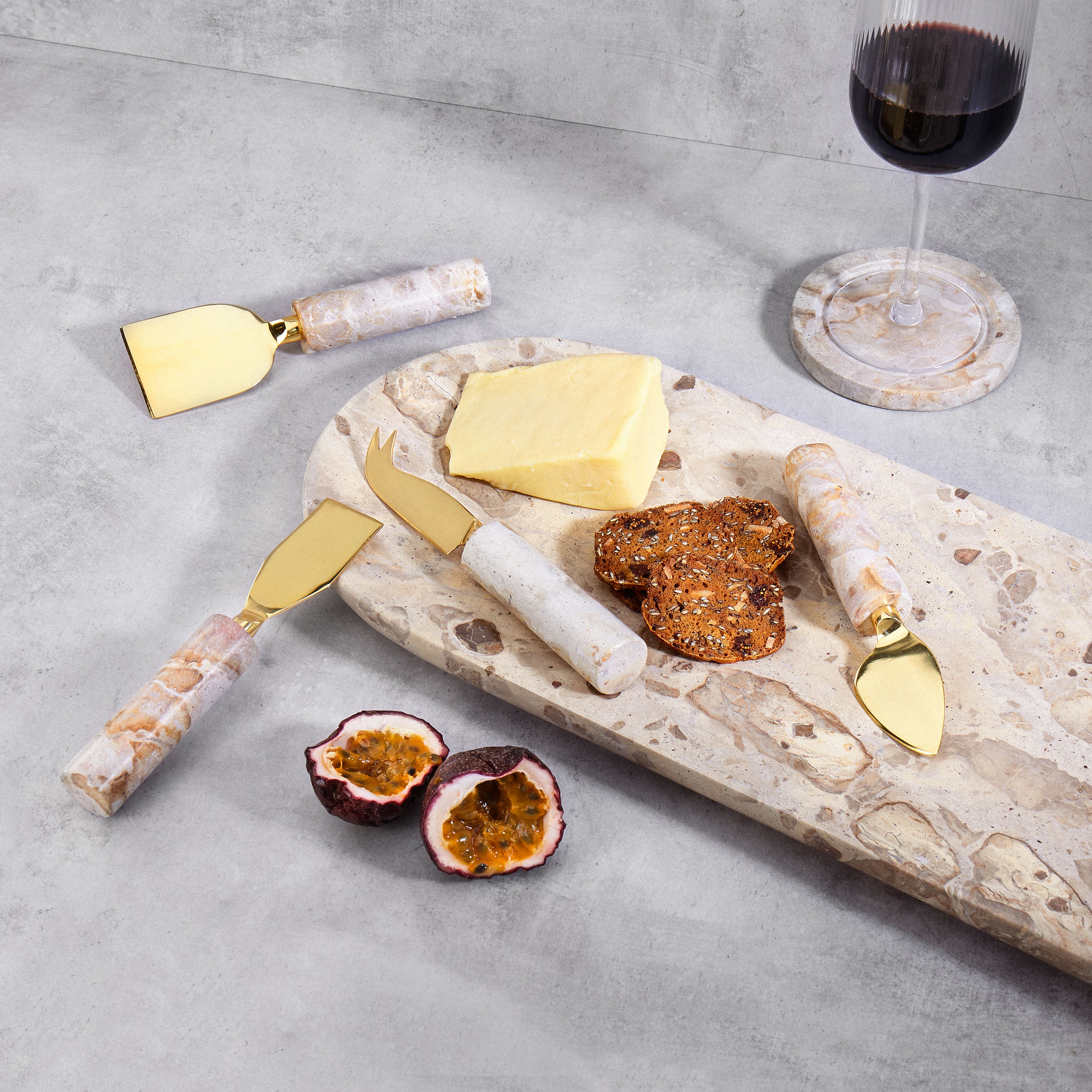 Carprani Marble & Gold Cheese Knife Set