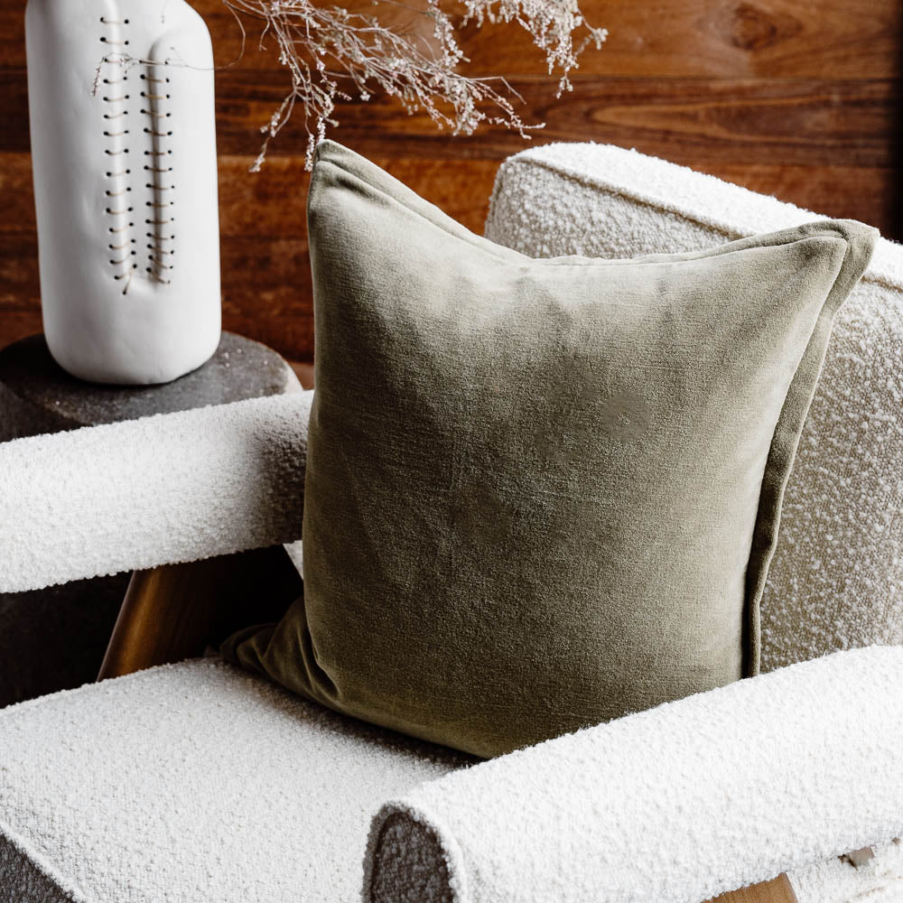 Olive Velvet Cushion