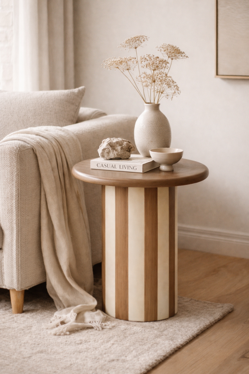 Linea Ceramic Side Table – Tan | Studio Brune